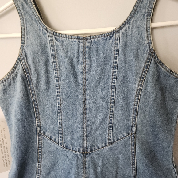 VINTAGE SQUEEZE JEANS FITTED BUTTON UP FITTED DENIM HALTER/TAN TOP WMS SZ 12 NWT - Picture 8 of 13